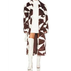 NEW RONNY KOBO ilia faux fur coat in brown/white